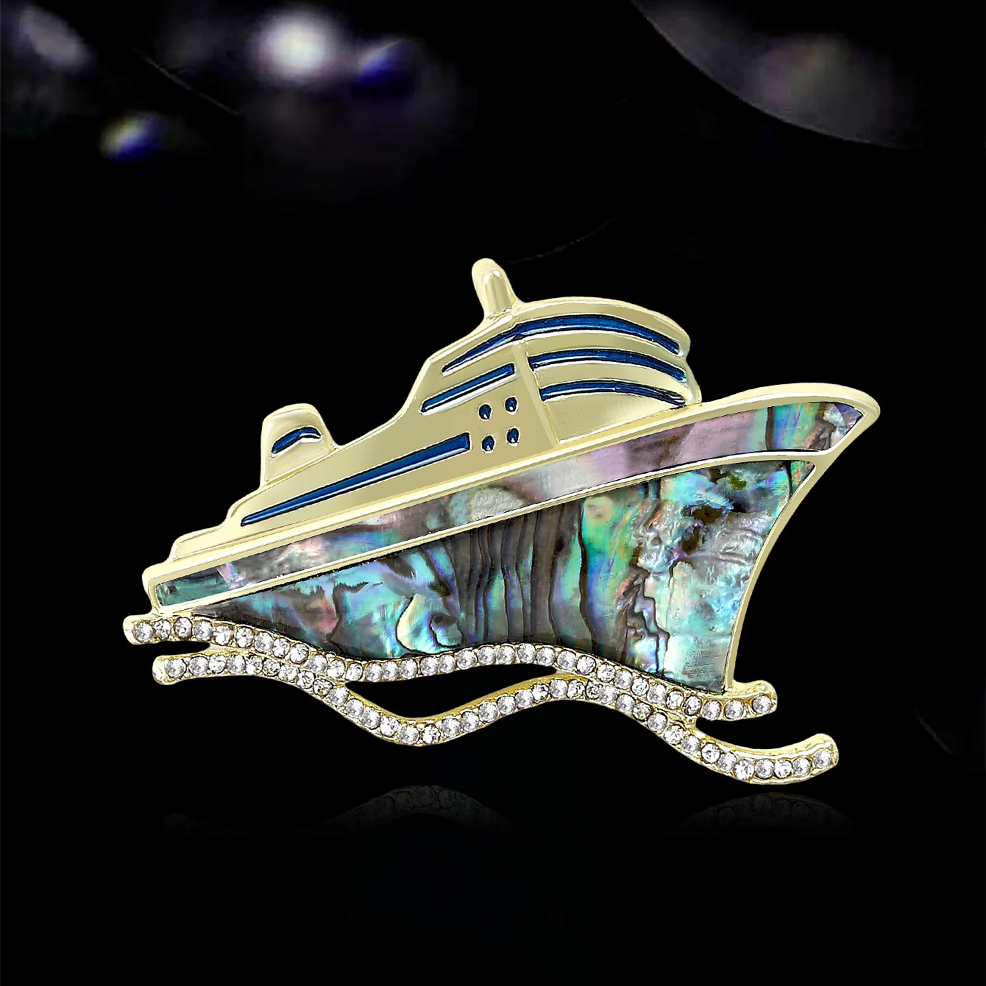 

Luxury Shell Cruise Brooches for Women Unisex Rhinestone Ship Pins Necklace Event Party New Gifts Decoration Clothes Accessories