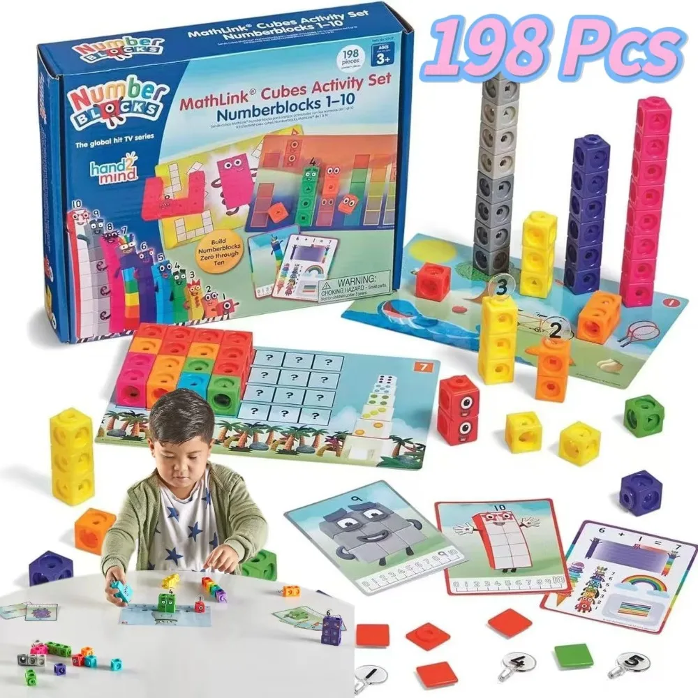 American Hand2mind198pcs LR Children's Enlightenment Building Block Magic Block Number Practice Numberblocks