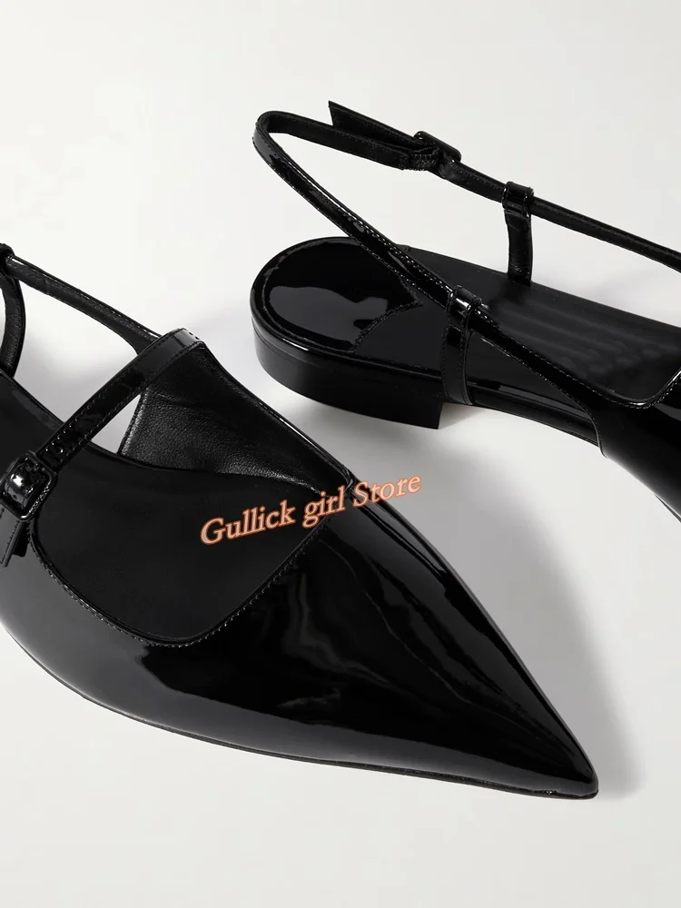 백 스트랩 로우 힐 펌프 섹시한 뾰족한 발가락 발목 버클 스트랩 섹시한 뾰족한 발가락 슬립 패션 2025 봄 가을 여성 드레스 신발