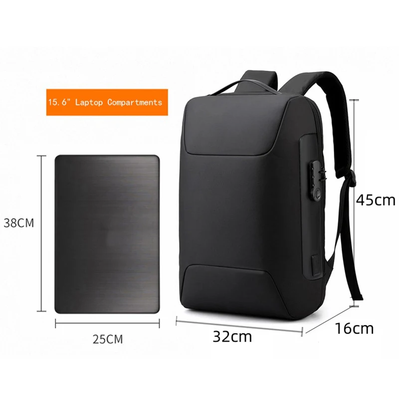 Men Anti-theft 15.6 Inch Laptop Backpacks Waterproof Notebook Pack USB Nylon Schoolbag Sports Travel School Bag for Male Female