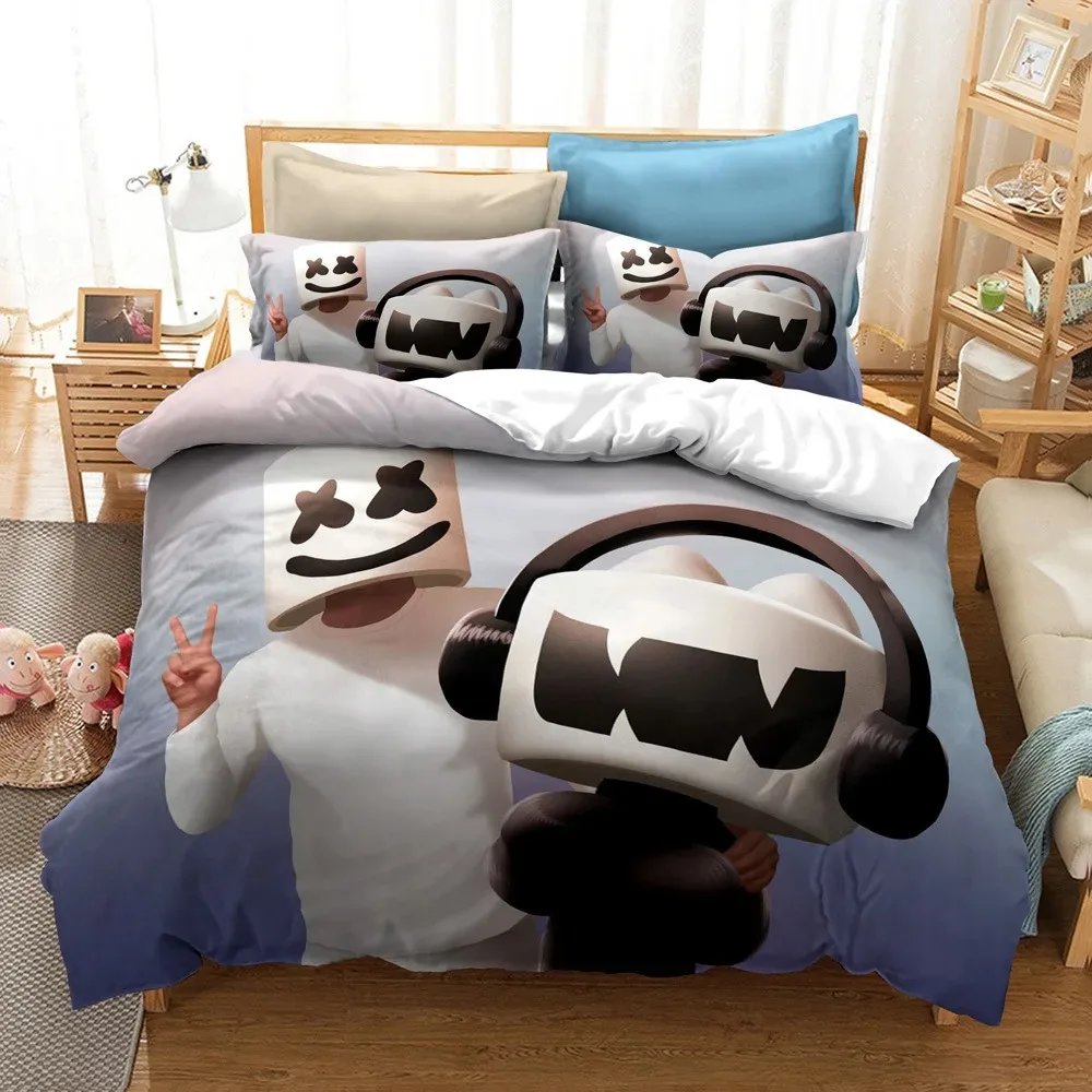 Fashion 3d Print DJ Music Marshmello Bedding Set Boys Girls Twin Queen Size Duvet Cover Pillowcase Bed Kids Adult Home Textiles