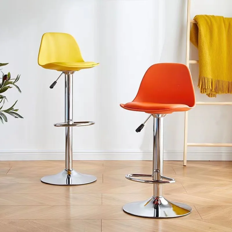

Modern Adjustable Leather Swivel Bar Stools Kitchen Island Counter Height Barstools Steel Frame Backrest Upholstered Bar Chairs