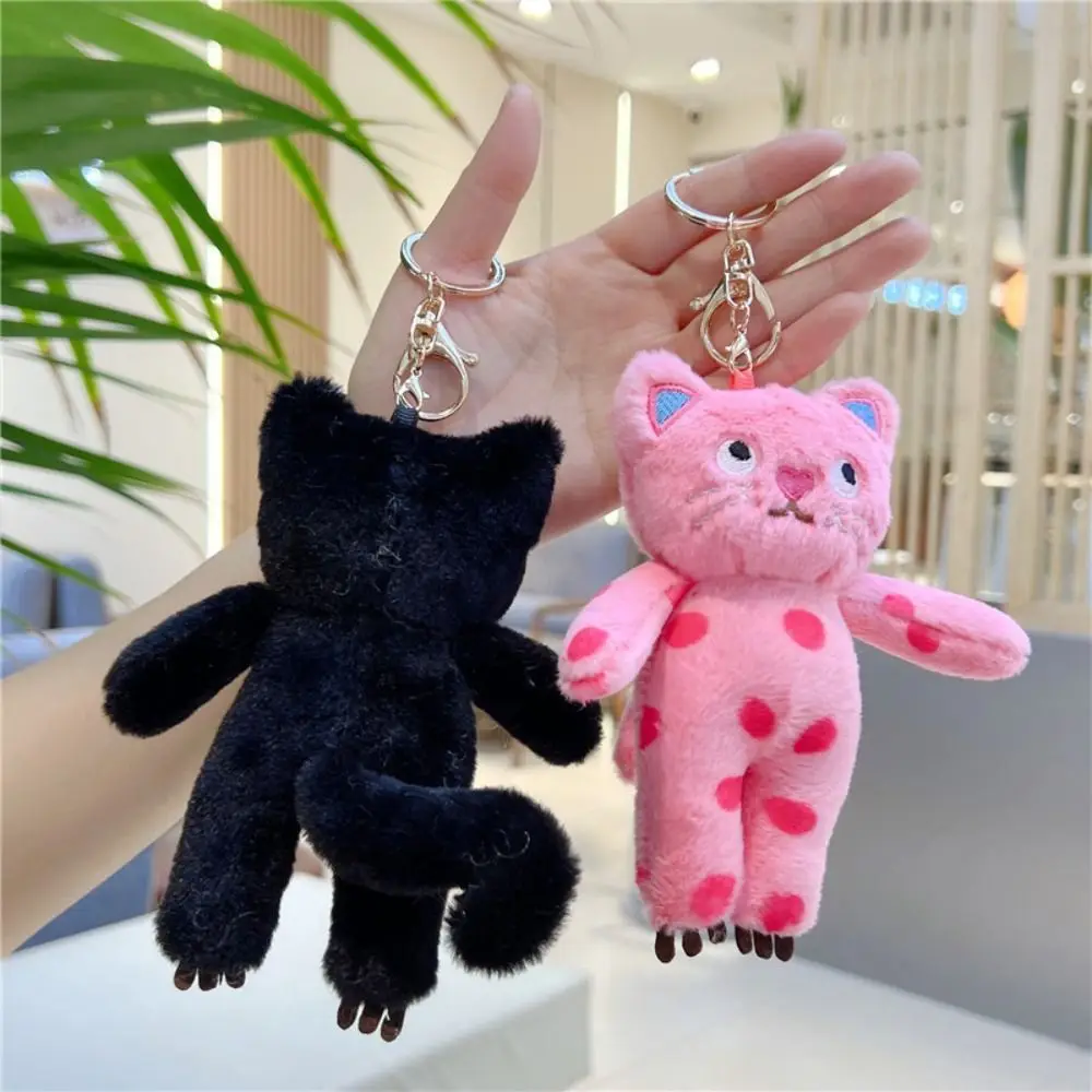 Black Cat Dotted Cat Doll Pendent Dotted Cat Lovely Stuffed Animal Keychain Bag Charm Soft Cat Plush Doll Keychain Kids