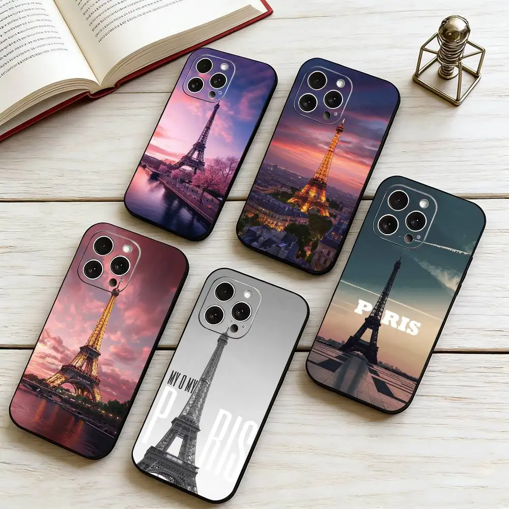 

The Eiffel Tower, France Phone Case For iPhone 17,16,15,14,13,12,11 Plus,Pro Max,XS,Soft Silicone Black Cover