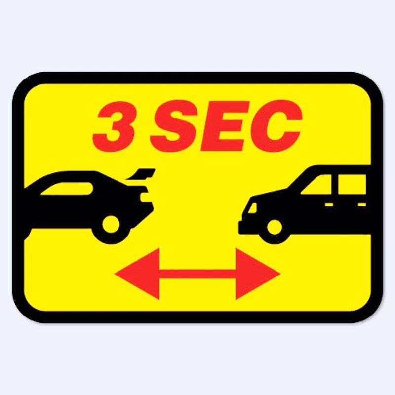 

30 Second Safe Following Distance Car Sticker Decal Safety Sign Funny Car Stickers 15cm PVC KK