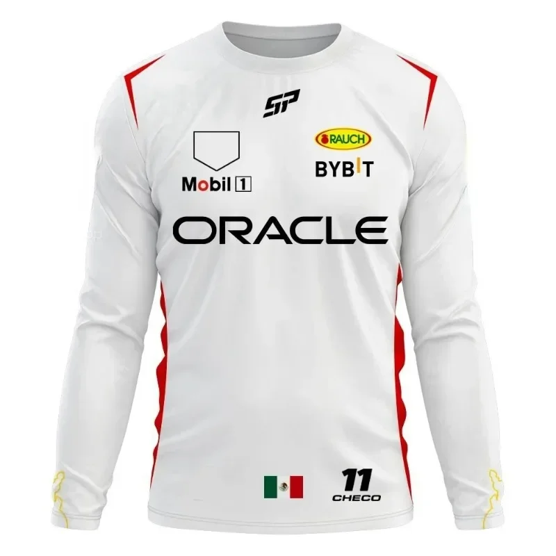 Equipo de F1 manga corta، camiseta suelta masculina souper grande، new ropa de piloto number 11 del Equipo rojo checo 2025