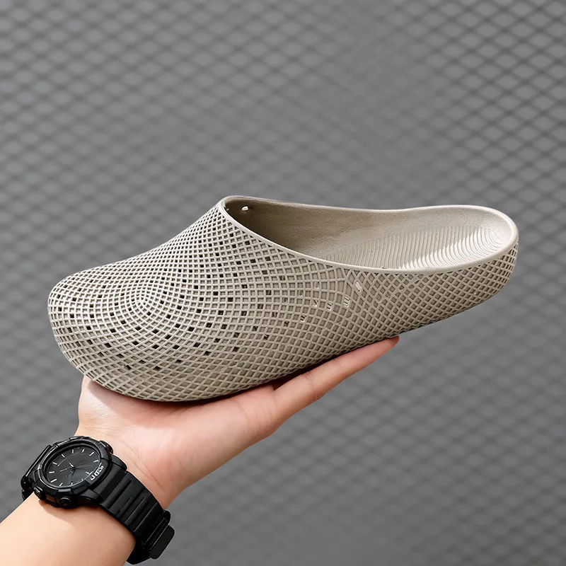 Men's Summer Breathable Clogs, Anti-Slip Outdoor Slip-On Sandals, Half-Cover Casual Work Shoes with Holes image 5