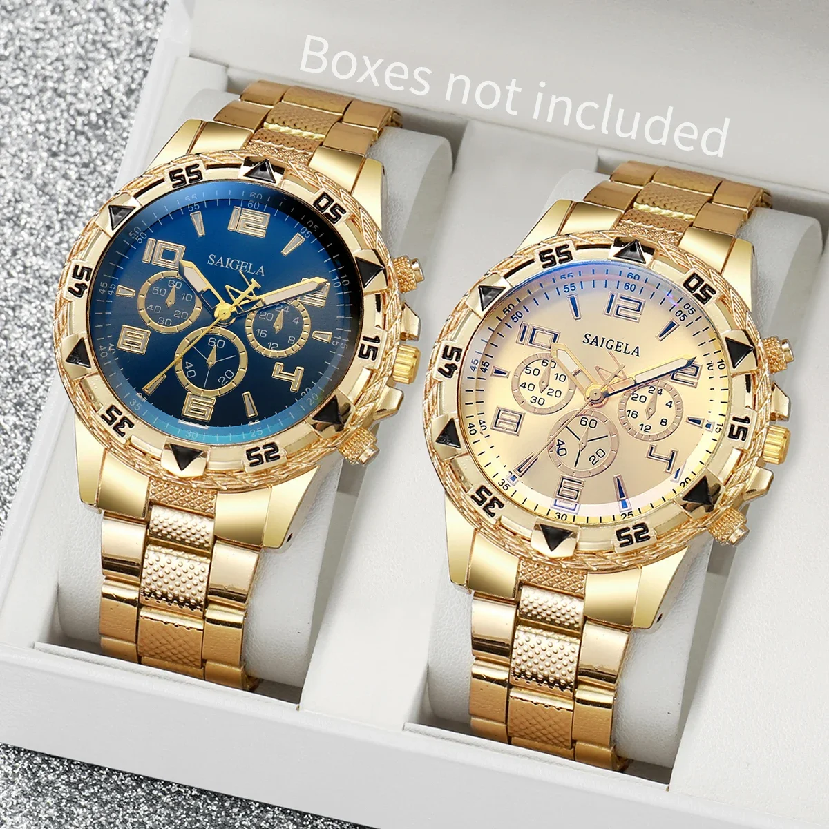 

2-piece men's business watch set with Arabic dial, steel strap, quartz watch without box**