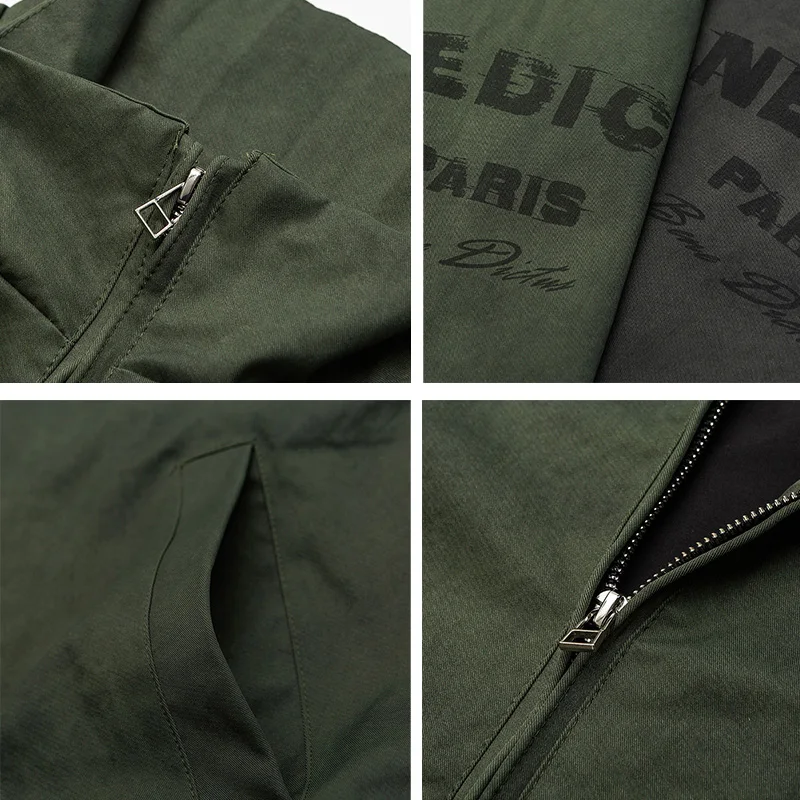 وصل حديثًا لعام 2025 سترة رجالية كلاسيكية صبغ التعادل الأمريكية كبيرة الحجم برقبة عالية ملابس خارجية مقصوصة ملابس خروج جمالية كلاسيكية #5