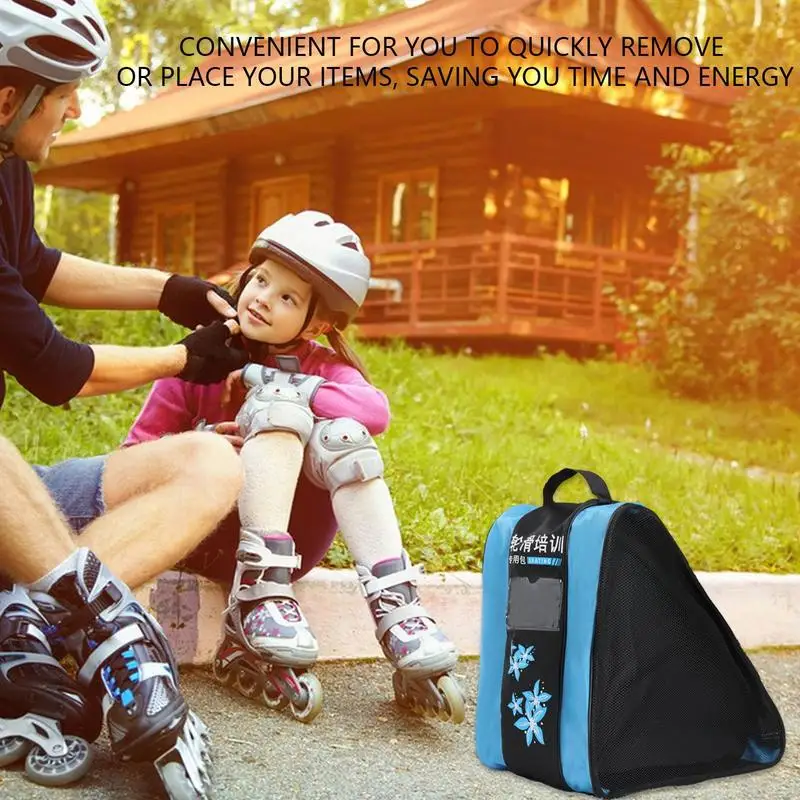 Bolsa para zapatos de patinaje sobre hielo para niños, bolsa impermeable para patinaje sobre ruedas, sombreros de patinaje, equipo protector, contenedor para patinaje