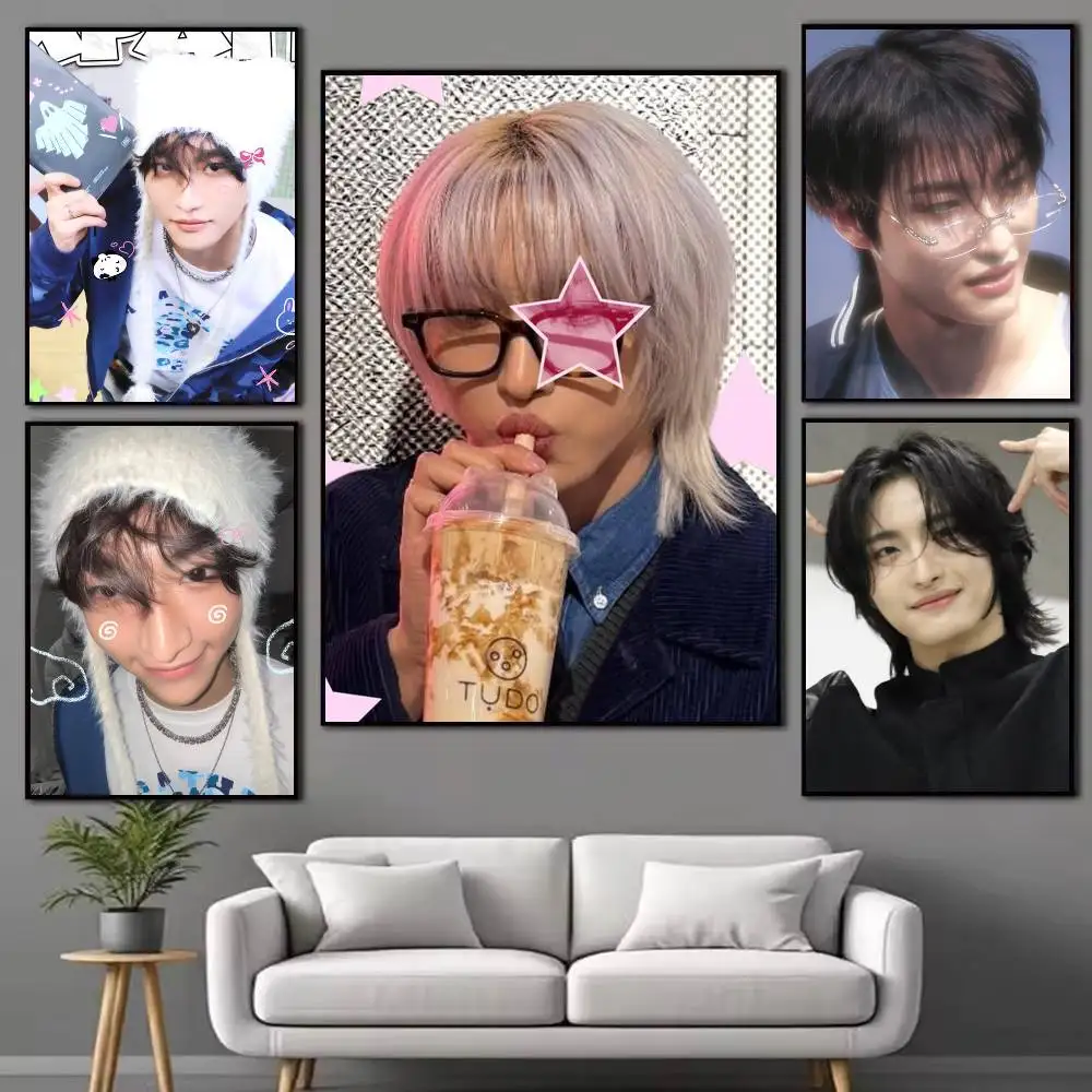 Popular Boy Band A-ATEEZ Seonghwa  Poster Waterproof Wall Art Sticker For Bar Living Room Vintage Decor High Quality Print Gift