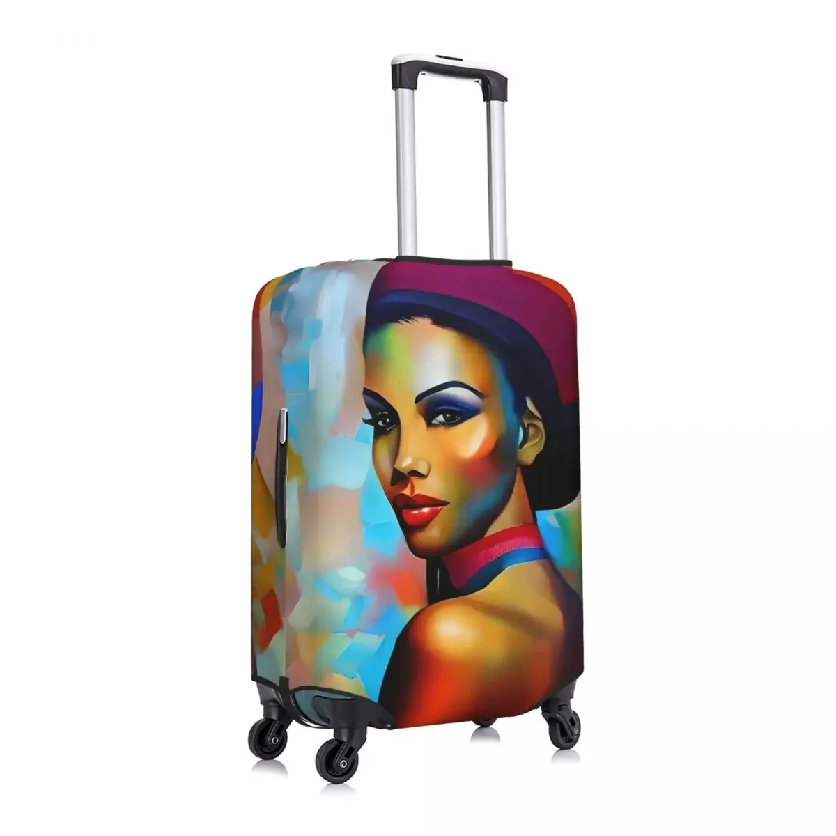 Lady Face Board Print Suitcase Cover Abstract Art Fun Business Protector Luggage Case Flight