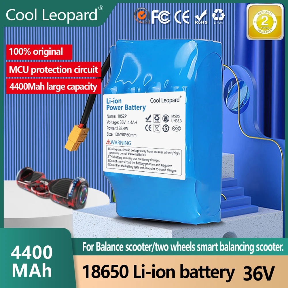

Genuine 36V 6Ah 10s2p Battery Packs Rechargeable Lithium Ion Battery for Electric Self Balancing Scooter HoverBoard Unicycle