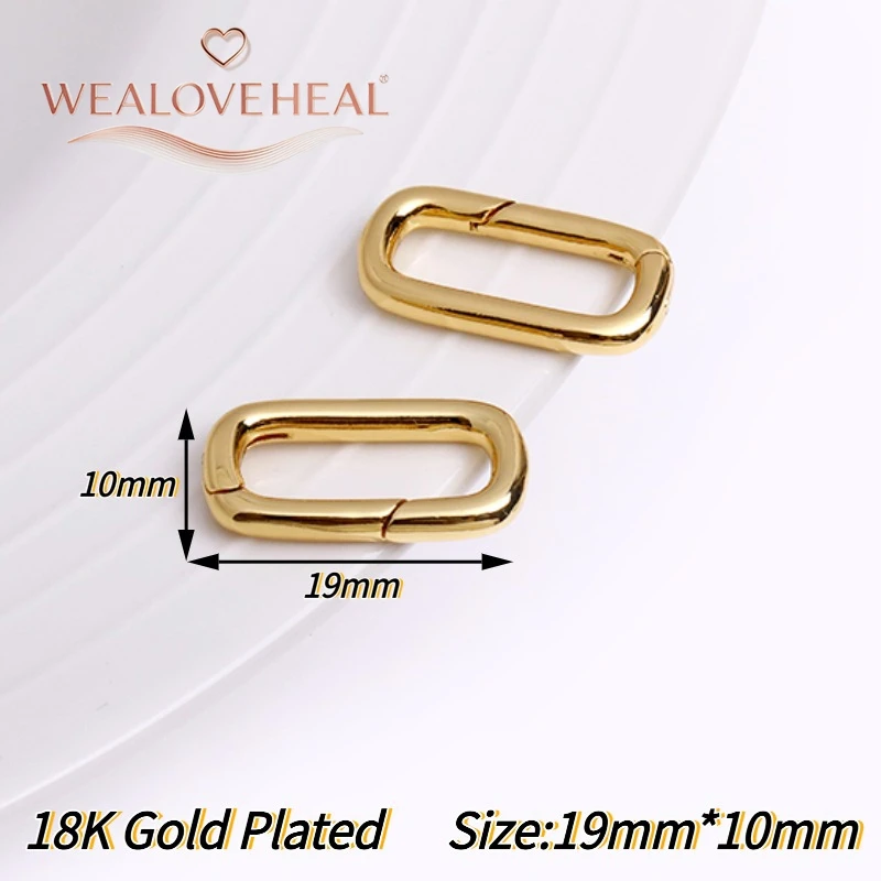 Hochwertige 18K vergoldete Messing-Karabinerhaken in Kreis-, Oval- und Herzform mit Druckverschluss für DIY-Schmuckherstellung. – Detail 28