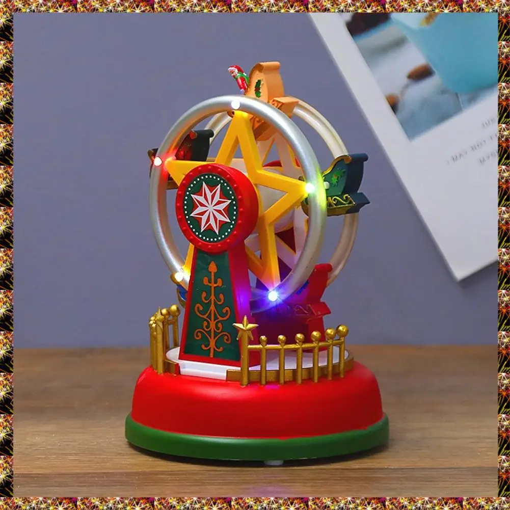 BTCL Illuminated Village Ferris Wheel Christmas Houses Village Displays LED Lights Musical Miniature Statue Decorations