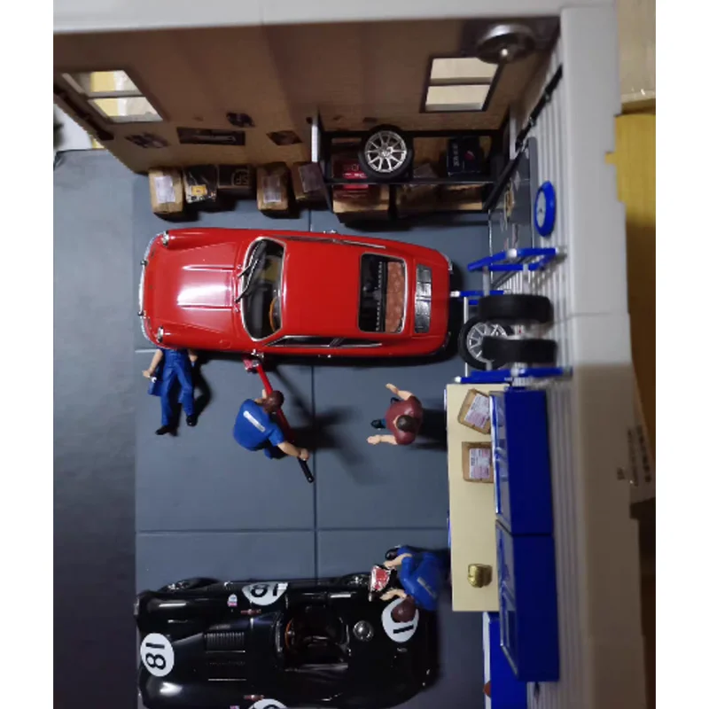 Accessori per l'esposizione dell'officina di riparazione della simulazione della scena del garage del modello di auto pressofuso in scala 1/43