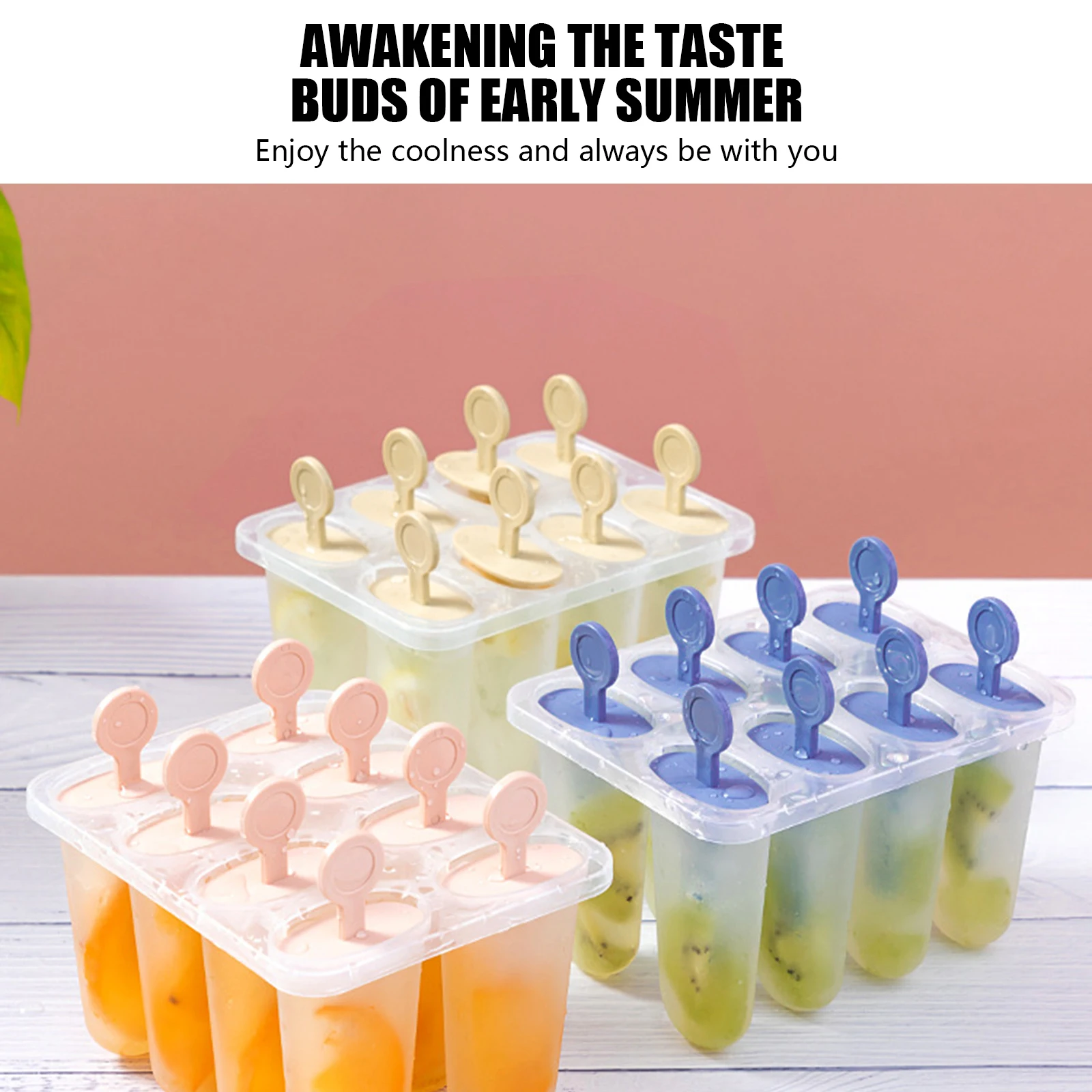 Ice Cream Molds 8 Gird DIY Popsicle Mould Reusable with Stick Cover Ice Tray DIY Plastic Ice Cream Tools Kitchen Accessories