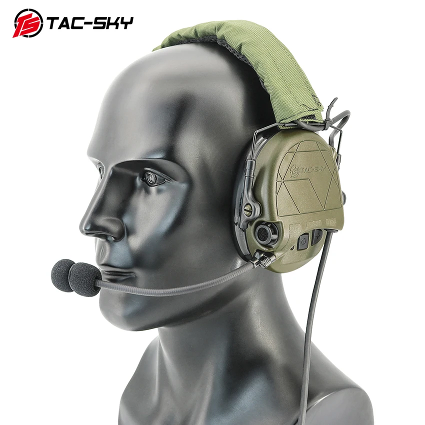 TS TAC-SKY Tactical Electronic Noise Canceling Pickup Walkie Talkie PTT Headset TAC301 Headset for Hunting Airsoft Shooting