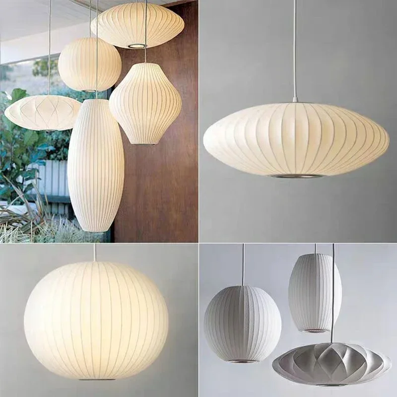 

Danish Modern Silk Fabric Pendant Lamp Designer Living Room Hotel Hall Restaurant Hanglamp Home Decor LED Chandelier Lighting