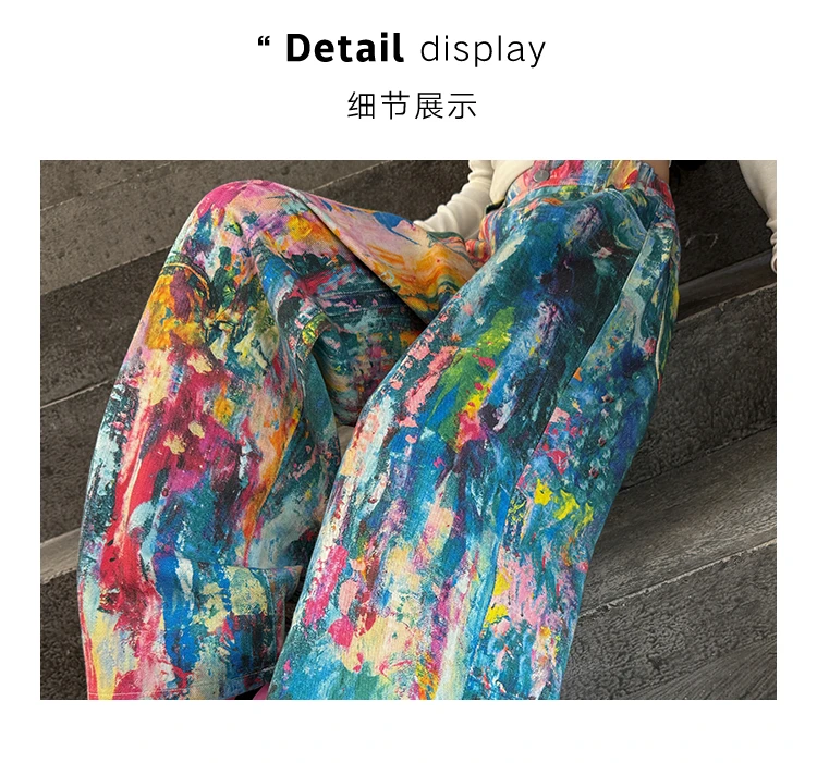 Street-Style Kinder-Jeans mit Bunten Prints für Teenager-Mädchen, Modische Hip-Hop-Tanz-Jeans, Trendige Hiphop-Denim-Hosen für Kinder – Detail 17
