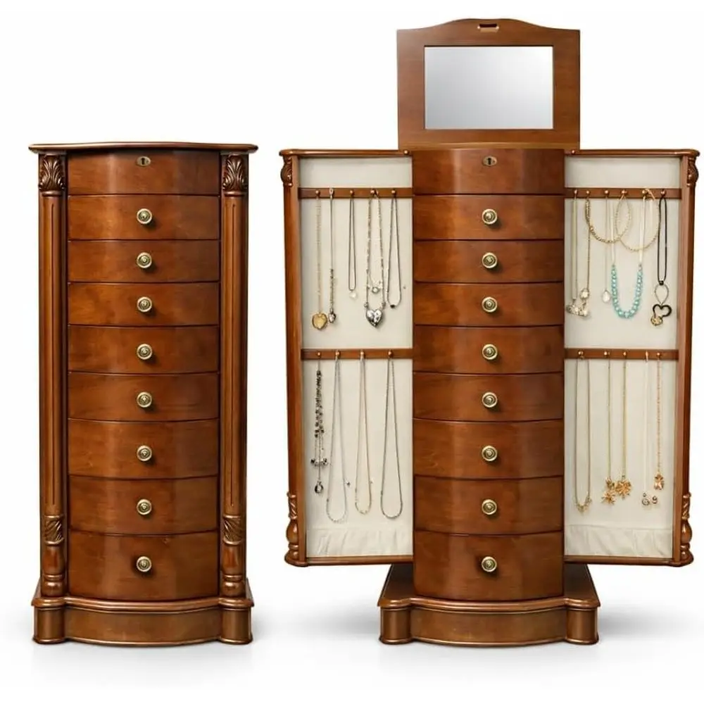 

Шкаф-органайзер Hives and ey Louis Locking lry Armoire – 8-секционный органайзер с зеркалом, боковыми крючками, кольцами для хранения и антикоррозийной подкладкой