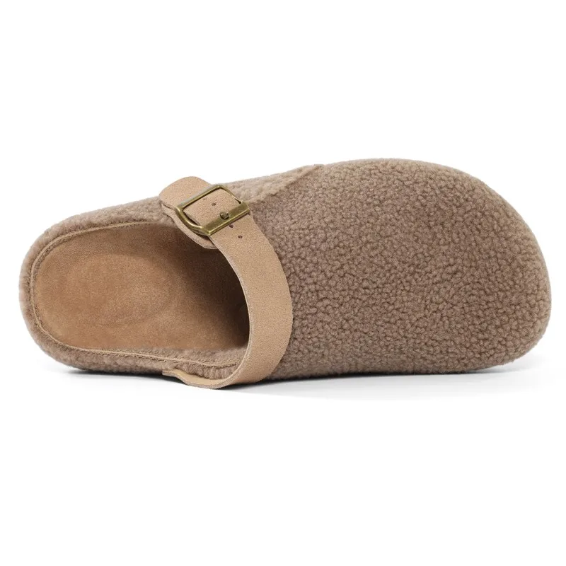 

Зимние женские тапочки с плюшевой подкладкой Eyriphy, нескользящая платформа, домашние шлепанцы, пушистые уютные уличные тапочки с регулируемой пряжкой