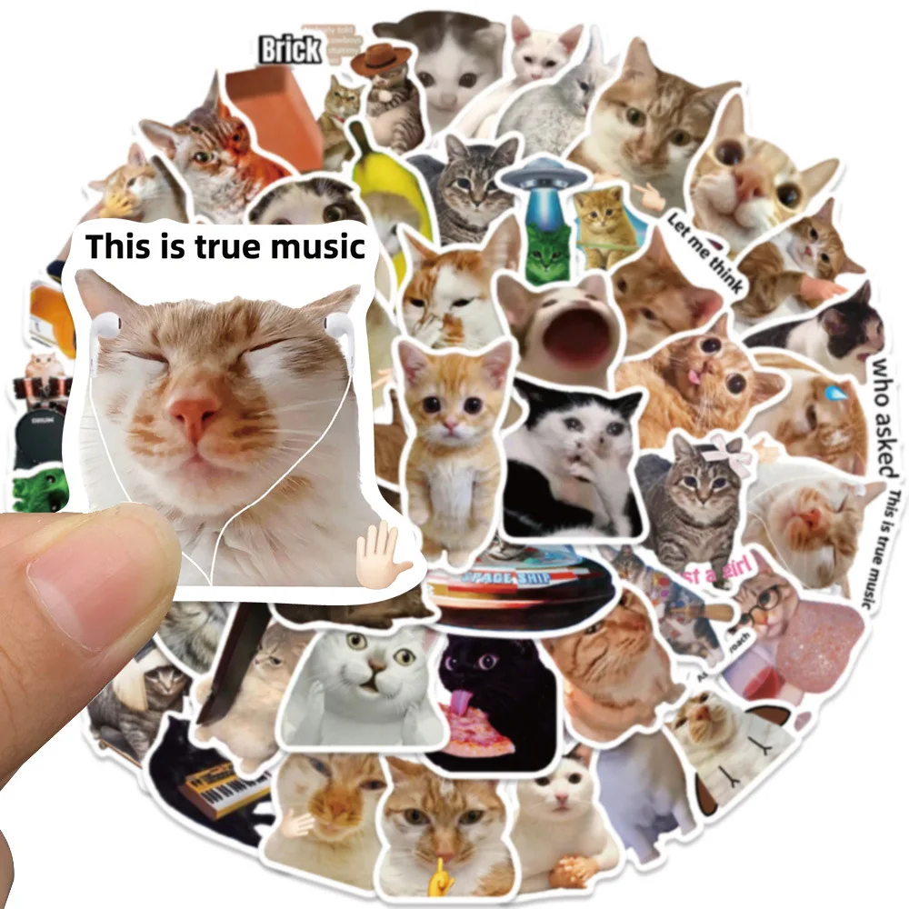 50Pcs Creative Network Popular Cat Meme Collection Hand Account DIY Graffiti Stickers Water Cup Skateboard Stickers Toys image 3
