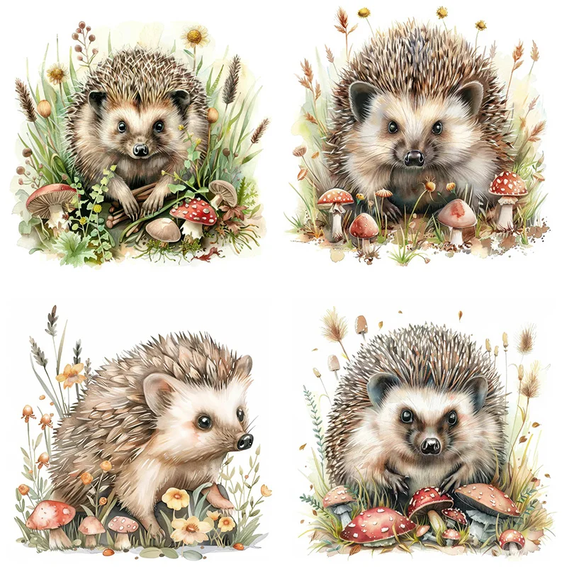 MT868# Cute Hedgehog in Nature Decal Bedroom Entryway Living Room Porch Home Decoration Wall Stickers, Removable Toilet Stickers
