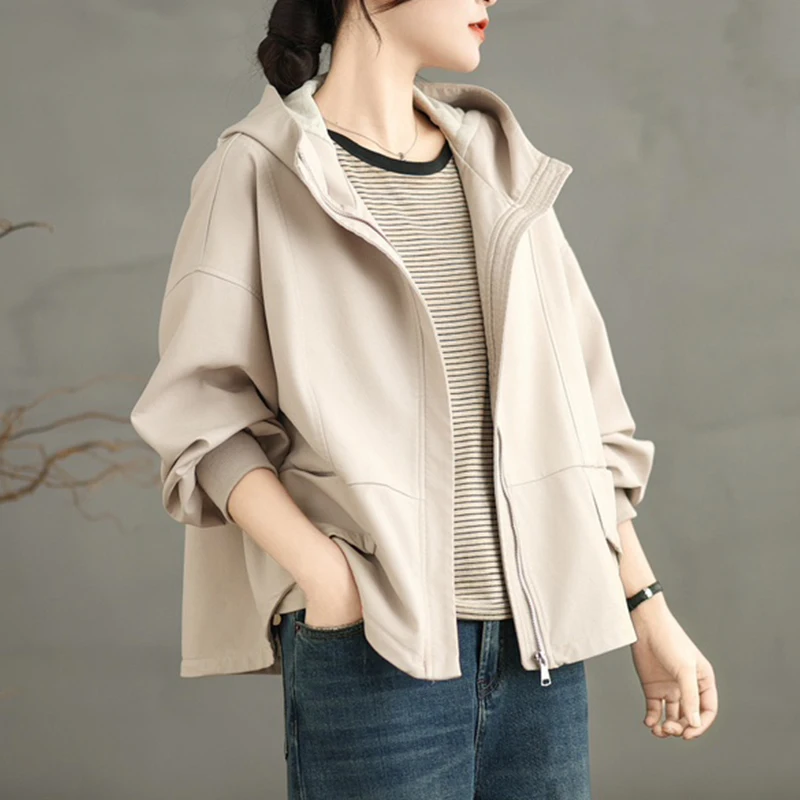 Masss wasss 2025 feminino clássico vintage com capuz lazer oversized jaquetas de couro falso senhoras moda casacos do plutônio solto blusões