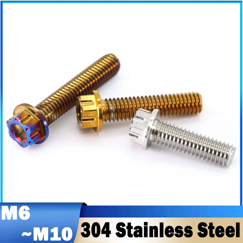 1Pcs M6 M8 M10 304 Stainless Steel Internal External Hex Flange Screws Suitable for Motorcycle Fender Modifications