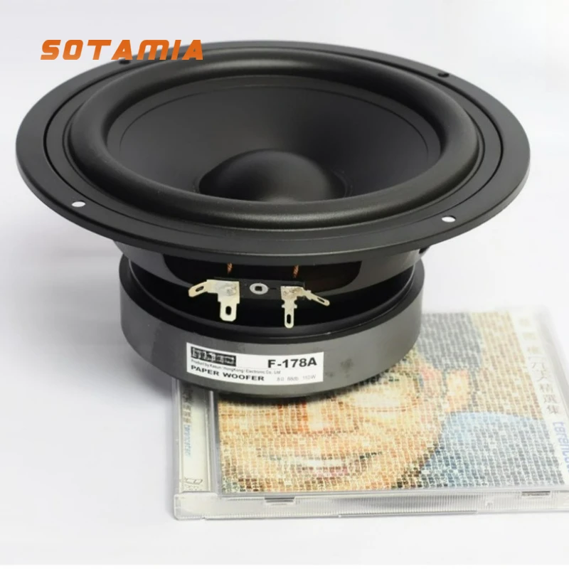 SOTAMIA 1PCS 6.5 인치 미드베이스 스피커 8 Ohm 110W 운모 코팅 종이 트레이 HIFI 라우드 스피커 데스크탑 책장 스피커 시스템