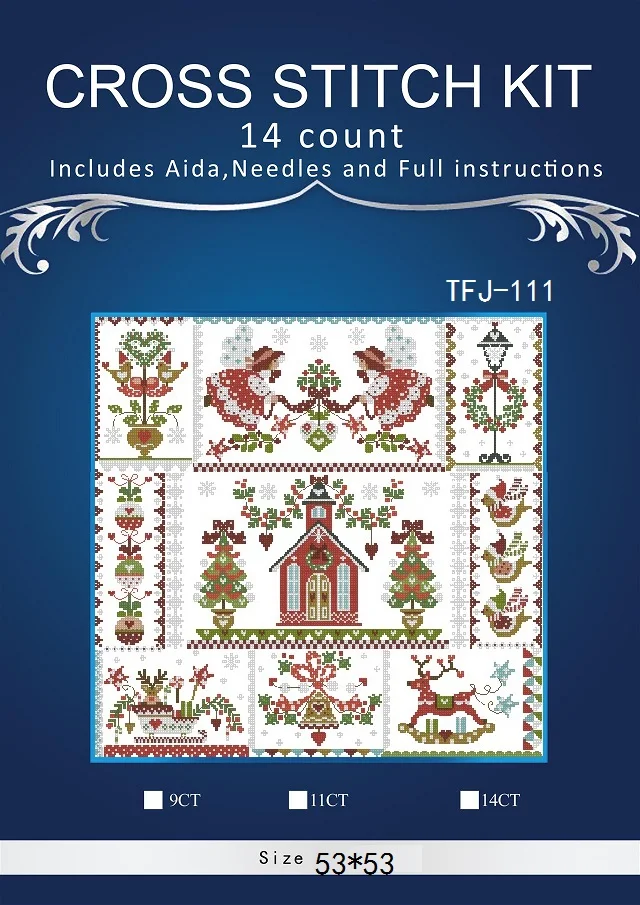 Embroidery Counted Cross Stitch Kits, Needlework Crafts, DIY Arts, Handmade Decor, Flowers 3, 14 CT, DMC, New