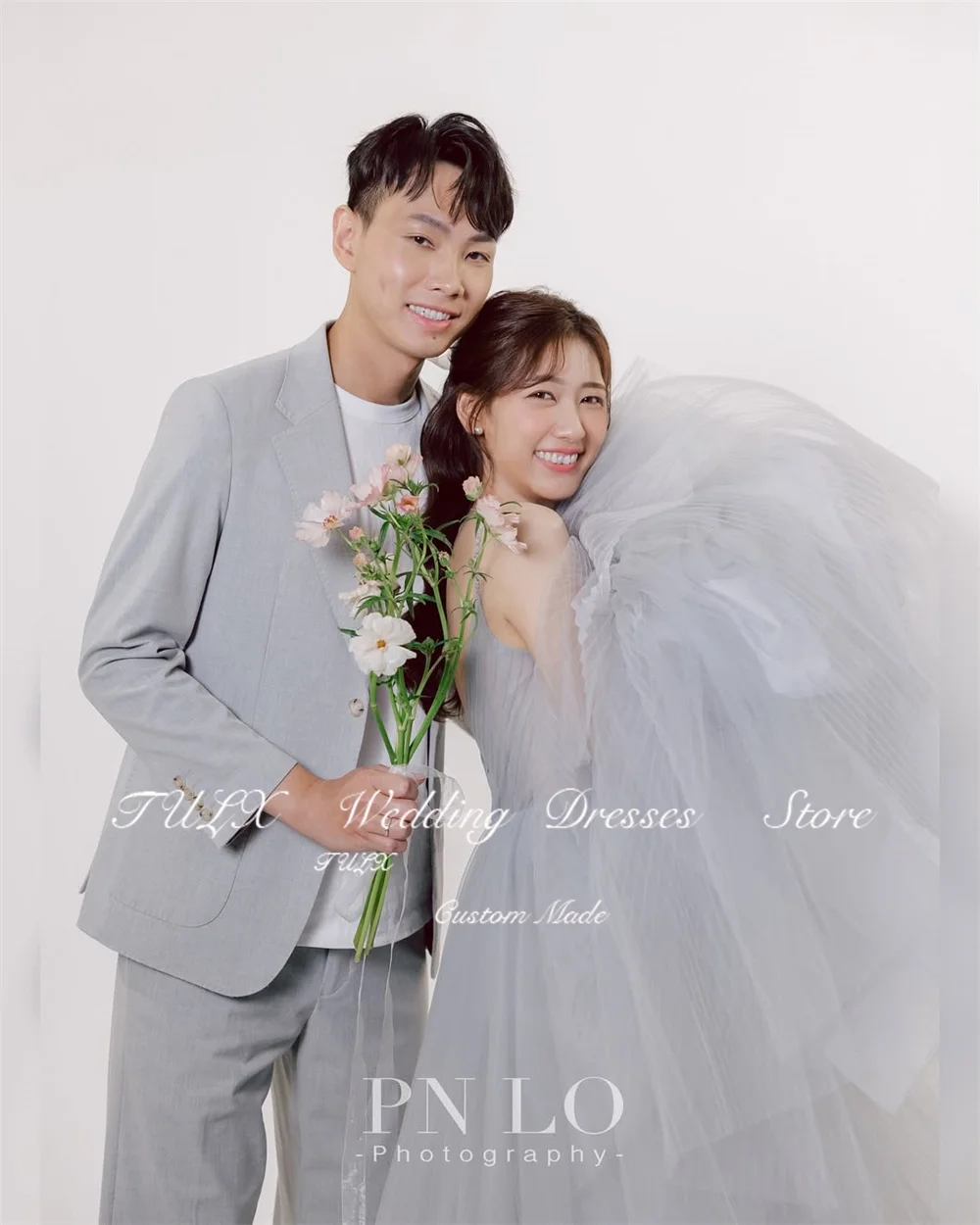 TULX Prinzessin Tüll Abendkleid Korea Hochzeit Fotoshooting V-Ausschnitt Träger Partykleid A-Linie Langes abgestuftes Korsett Maßgeschneidert 2026