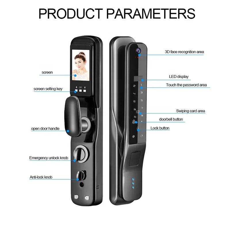 Kunci pintu cerdas otomatis penuh wajah 3D kunci pintar sidik jari