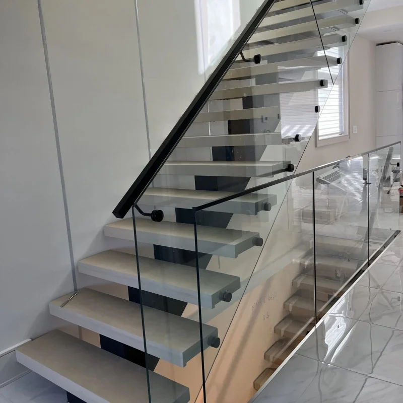 custom.Sleek White Powder Coated Stringer Staircase Minimalist Interior Design