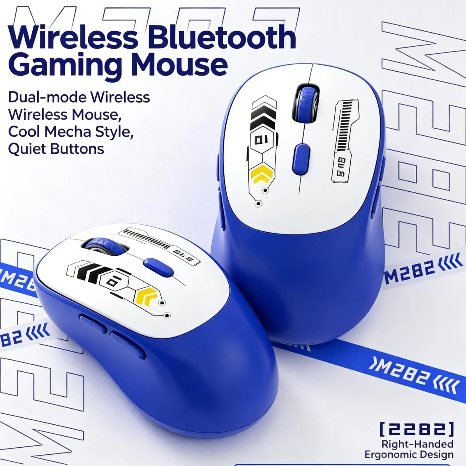 Cool Mecha-Style Wireless Gaming Mouse 2.4G + Bluetooth Dual Mode Quiet Ergonomic Long Battery Rechargeable Mice For Laptop PC