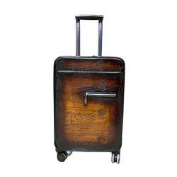 DIMY leather trolley case male business suitcase female leather suitcase universal wheel password boarding 22 inch soft suitcase