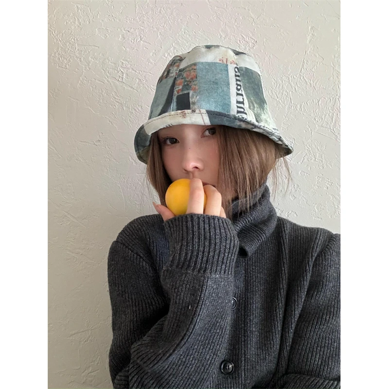 

Retro Fisherman Hat Lady's Fall Street Chic Graffiti Octagon Hat