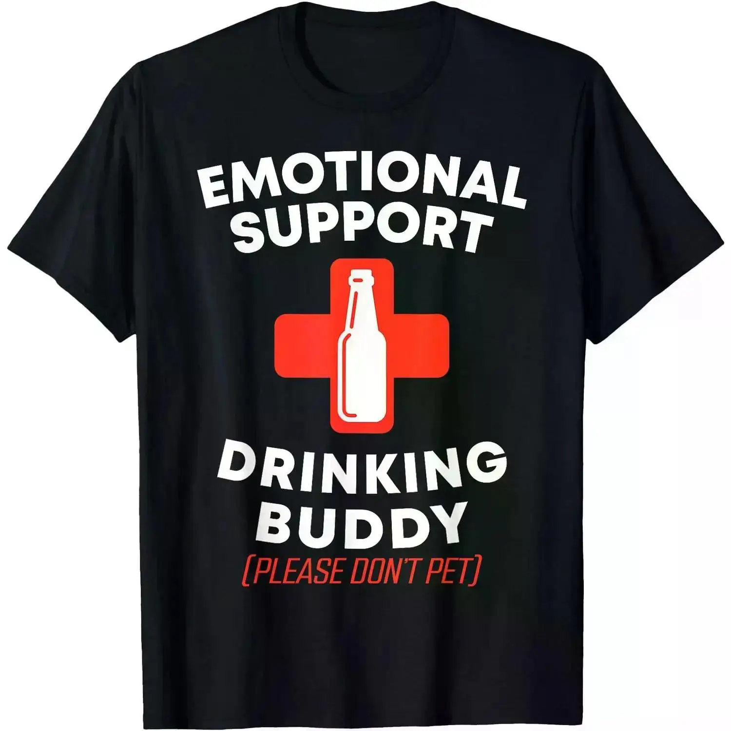 Men's Fitted Short-Sleeve Casual Streetwear Graphic Tee - Emotional Support Drinking Buddy Shirt