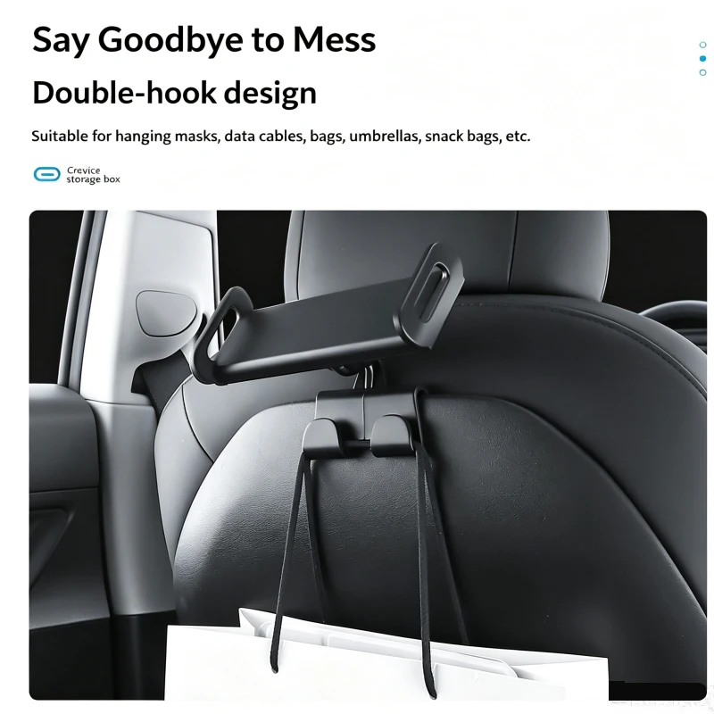 Tablet Holder for Tesla Model Y Model 3 Headrest Mount iPad Backseat Hook Hanger Back Seat Stand Holder Kids Travel Accessories