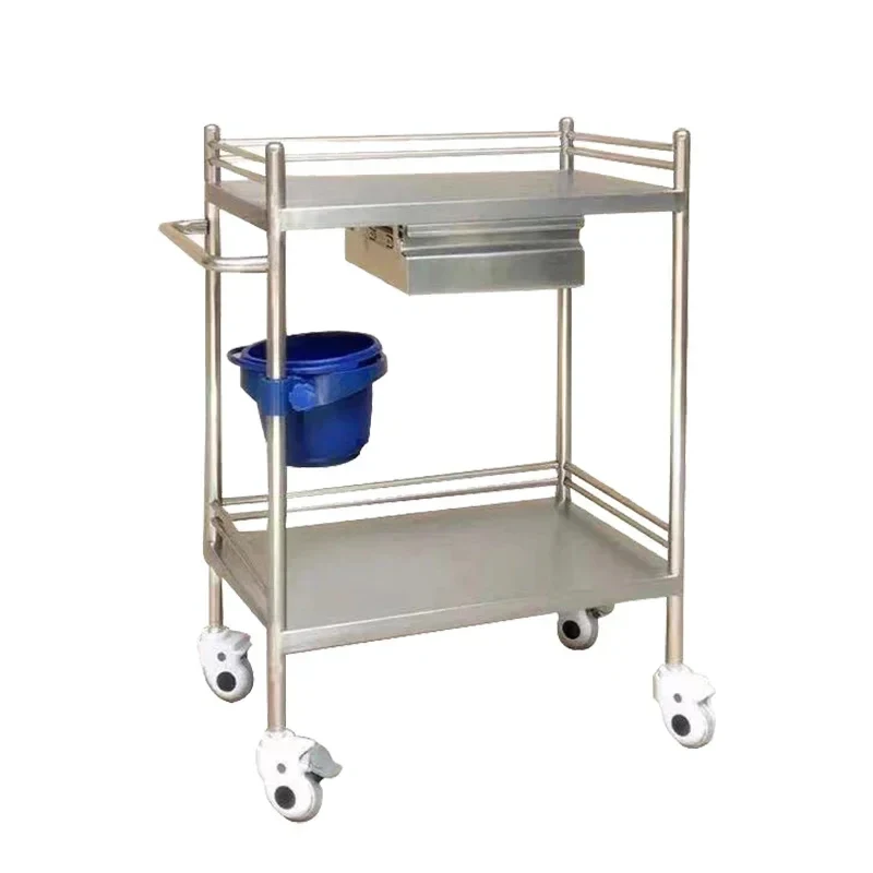 

(Marine Transport) Medical Hospital Mobile Serving Carts 3 Shelves Stainless Steel - Treatment Assemble Surgical Instrument Trol