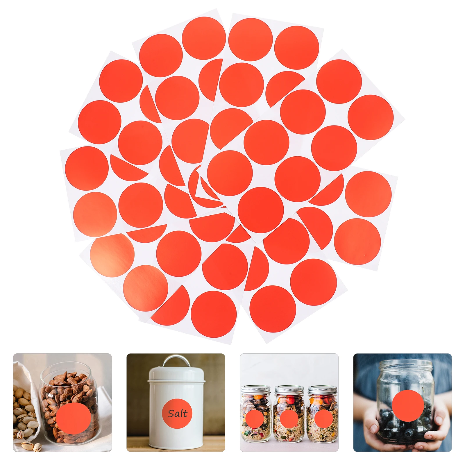 

20pcs Adhesive Dot Colorful Circle Labels For Home Office School Reusable Container Marking Label Stickers Red Round