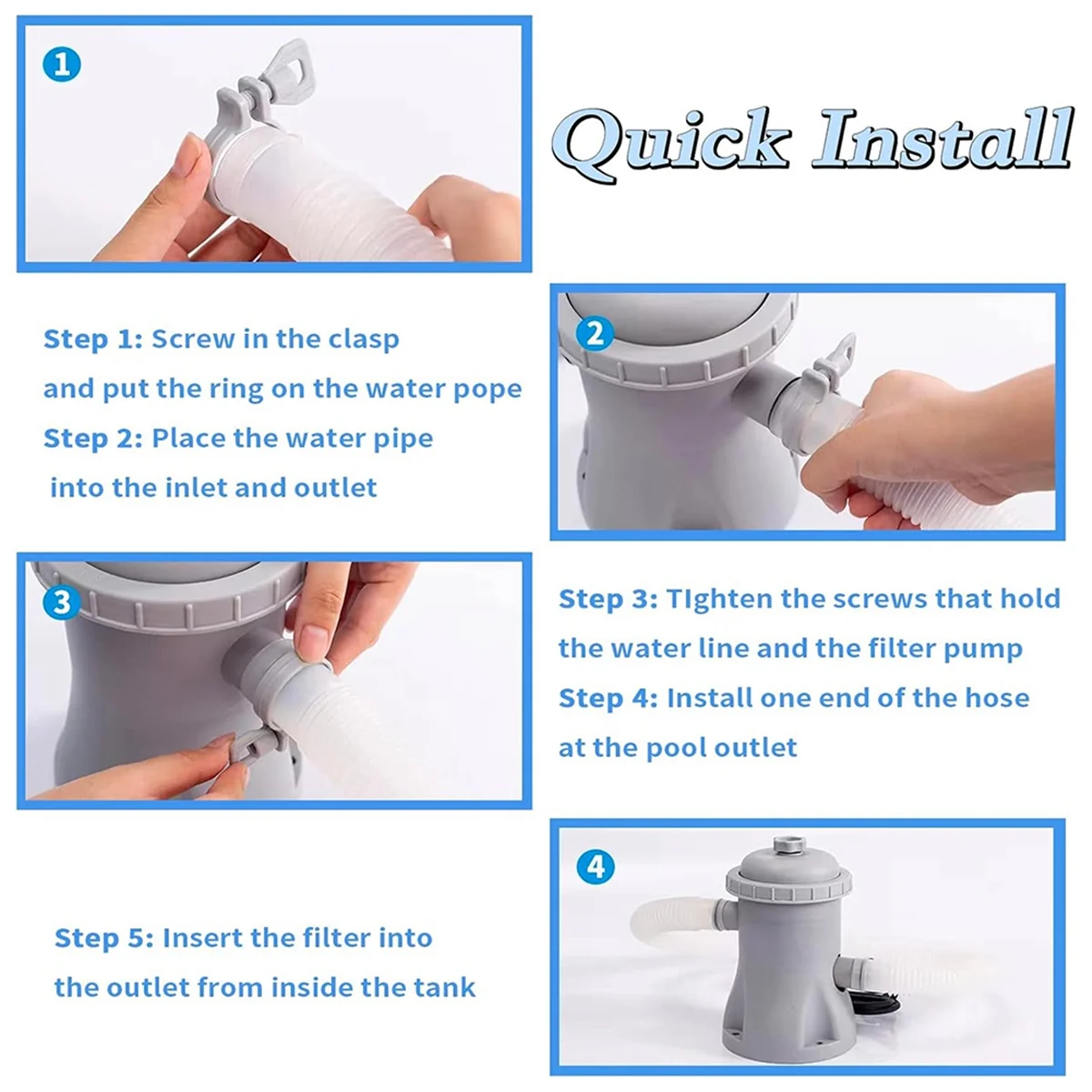 Pompa Filter Sirkulasi Pembersih Kolam Renang Steker AS