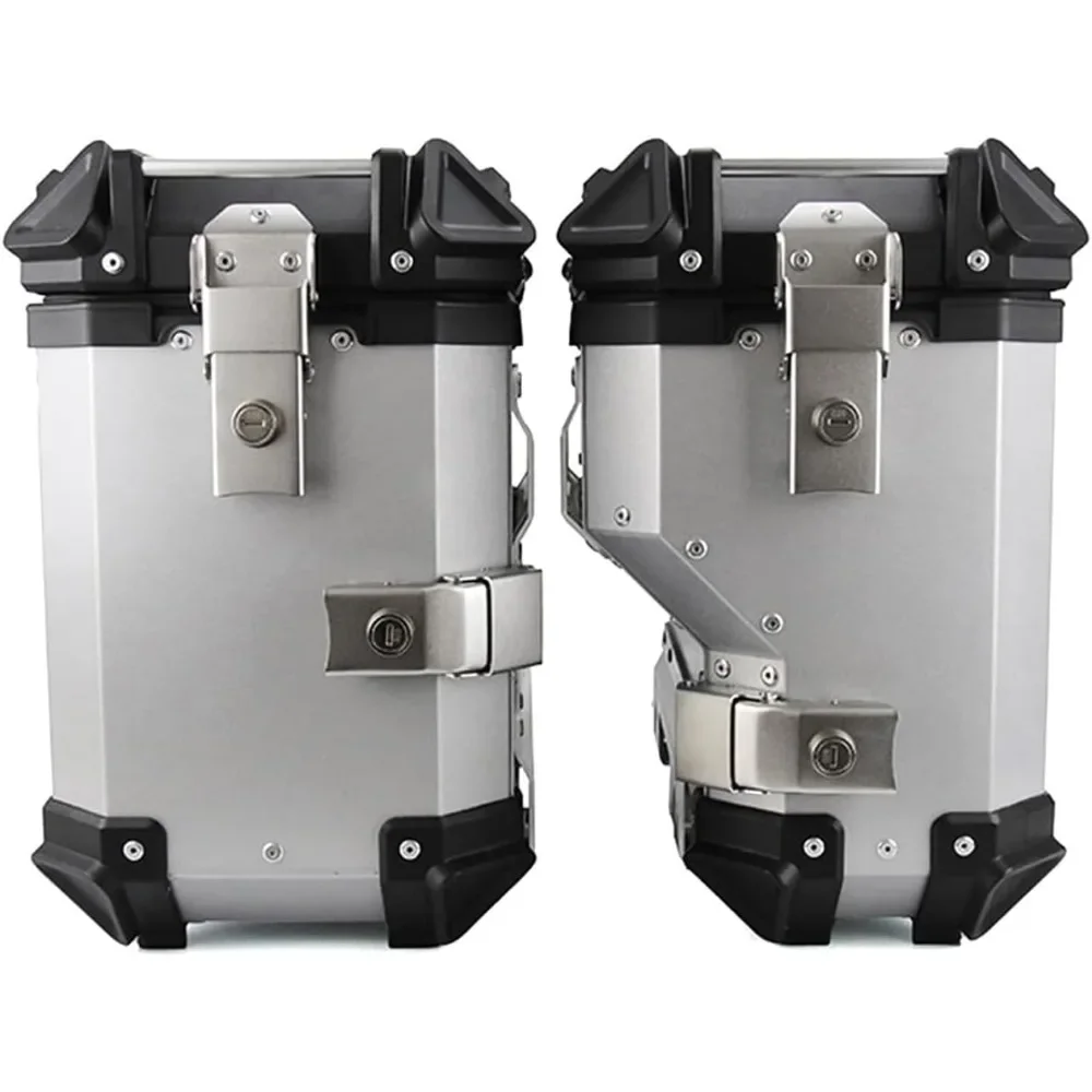 

Motorcycle Luggage Boxes with Security Lock, Aluminum Waterproof Two Sides Storage Case for Travel,