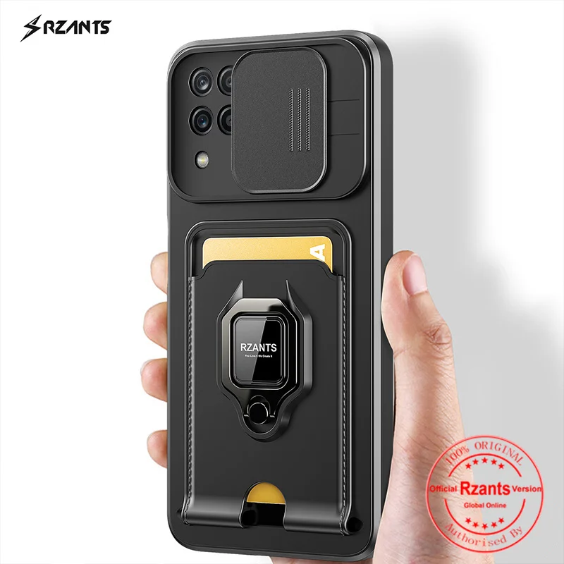 Rzants For Samsung Galaxy A12 M12 A11 A21s A31 A51 A71 A02 A22 M32 A02s A13 A04s 4G Case[Bison]Push-pullcard Card Cover Case