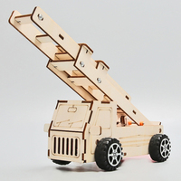 DIY Wood Ladder Fire Truck Model Kids Physics Science Toys Experimental Tool STEM Kit Learning Educational for Kid Gift