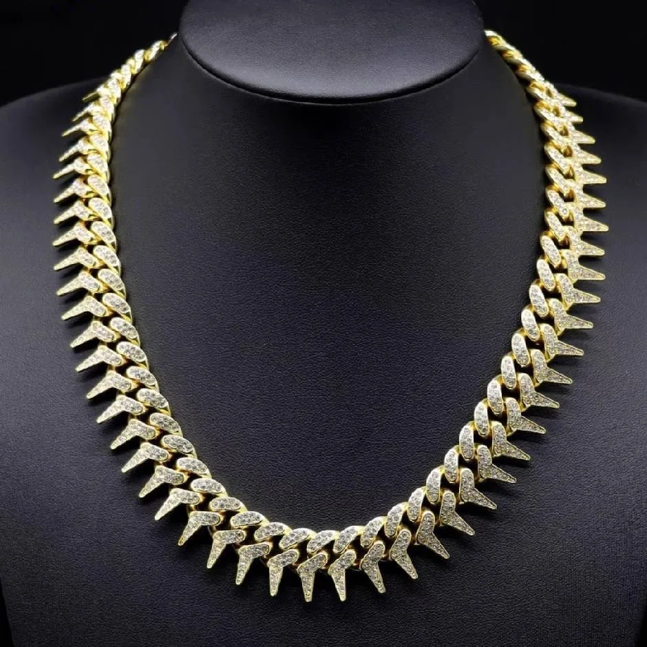 Hip-hop Diamond-filled Domineering Spiked Chain Necklace Popular Personality Exaggerated Jewelry Pendant Necklace