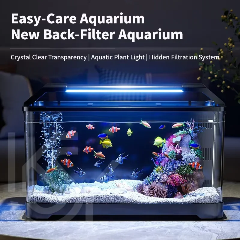

New Home Decoration Aquarium Self-Circulation Ecological Tank Smart Fish Tank Hidden Back Filter Fishbowl for Betta Guppy