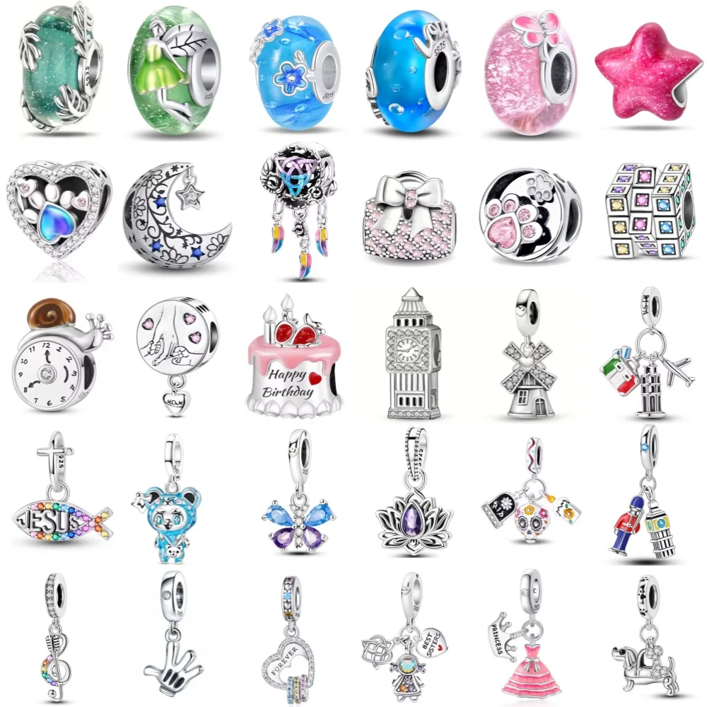 Hot selling Charm Bead Pendant 925Silver Snail Cake Magic Cube Murano Beads Suitable for Bracelets Charm Women DIY Jewelry Gifts
