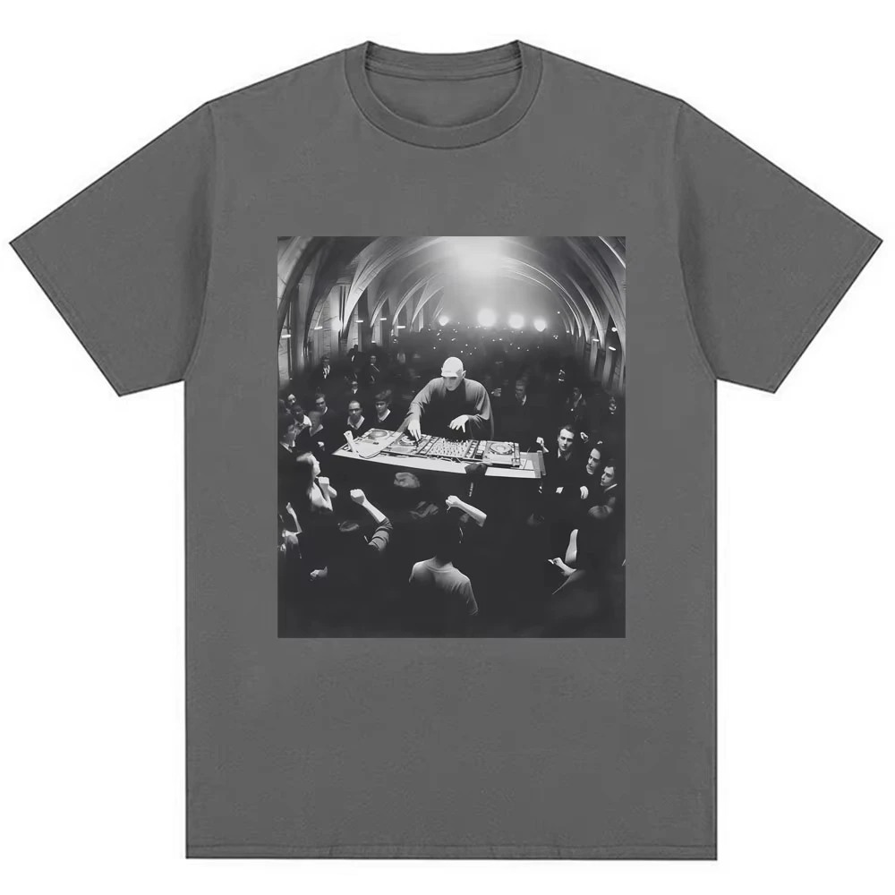 Funny Dj Dark Lord Meme Graphic T-shirt Wizard Rave Party Fashion Vintage T Shirts Men Women Loose Cotton Classic Street T Shirt